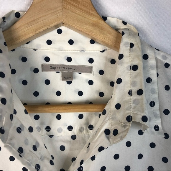 Gap White & Black Polka Dot Long Sleeve Button Down XS - Picture 4 of 5